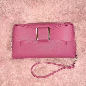 Hot pink Betsey Johnson wristlet clutch wallet